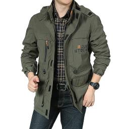 Jaqueta masculina de alpinismo de comprimento médio, corta-vento, fina, à prova de vento, impermeável, bolso grande, primavera, outono - Image 3