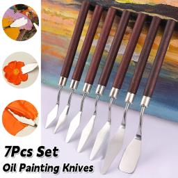 7 pçs/set kit espátula paleta guache suprimentos para pintura a óleo faca belas artes pintura conjunto de ferramentas lâminas flexíveis - Image 1