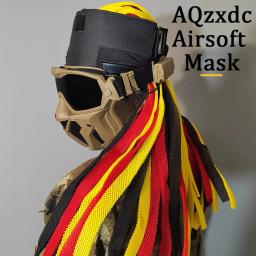 Máscara e óculos de proteção Airsoft paintball, com protetor de cabeça decorativo, Combinação muito legal de proteção de jogos ao ar livre, para tiroteio CQB, COSPLAY, BBs - Image 2