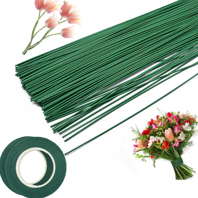 Fio Tronco Floral Verde Escuro para Arranjos e Artesanato - 2 Rolos com 100 Peças