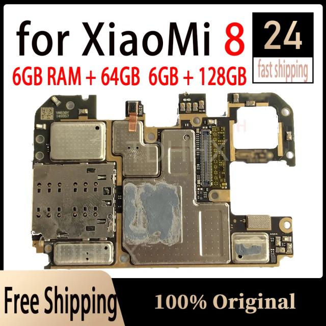 Placa-mãe Substituta para Xiaomi Mi 8 com 64GB/128GB de Armazenamento e Sistema Android Instalação Inclusa