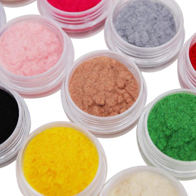 Conjunto de 12 pós de veludo com glitter para decoração de unhas artesanais