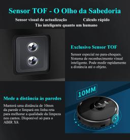 (Código promocional: BR2200)Robô aspirador de pó ABIR X8, navegação a laser lidar, 6500pa sucção, multi-assoalho mapa, Esterilização UV, y forma molhado esfregar, app zonas não-go, Exclusivo Sensor TOF - Image 2