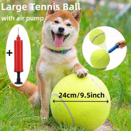 Gigante Inflável Pet Bola De Tênis com Bomba De Ar, Cão Grande Bola De Treinamento, Brinquedos Interativos Do Cão, 24cm, 7/9.5 Polegada - Image 1