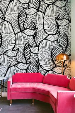 Folha monocromática papel de parede, folhas exóticas papel de parede, estilo barroco mural da parede, decoração da casa, fácil de instalar decalque da parede, removível wal - Image 4