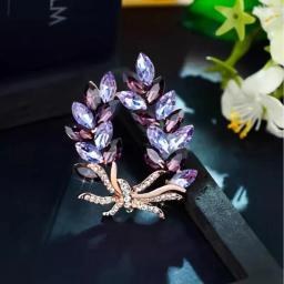Broche flor roxa strass para mulheres, Alfinete clássico de luxo para meninas, broche versátil, acessórios de vestuário, elegante - Image 4