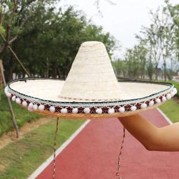 Chapéus de palha coloridos para homens e mulheres, estilo mexicano, aba larga, chapéu de sol ao ar livre, tamanho grande, sombrero ráfia legal para festa de Halloween - Image 4