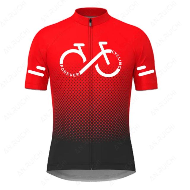 Camisola Vermelha Masculina de Ciclismo de Manga Curta para MTB - Roupas de Verão 2023
