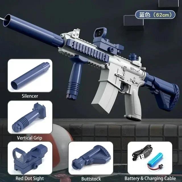 Pistola de Água Elétrica Totalmente Automática M416: Brinquedo Ideal para Praia e Diversão ao Ar Livre para Crianças e Adultos