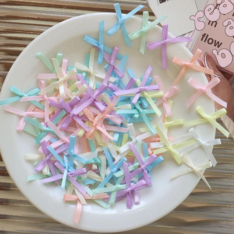 Mini fita de cetim laço para artesanato DIY, costura artesanato fazendo, handwork bowties, grampo de cabelo, roupas decoração, presente, 100pcs - Image 1