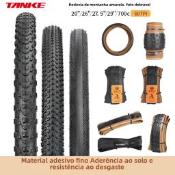 Tanke mtb bicicleta jiluer dobrável pneu de cascalho preto/amarelo 60tpi estrada bicicleta pneu 26x2.25/27.5x2.1/2.2/29x2.2/700x25c/20x1.35 - Image 1