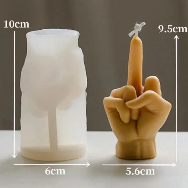 Molde de Silicone em Forma de Dedo Médio para DIY, Aromaterapia e Arte em Gesso e Resina, Ideal para Presentes e Festas.