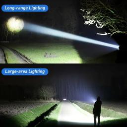 Lanternas led recarregáveis portáteis de alta potência militar tático lanterna telescópica zoom tocha lâmpada acampamento ao ar livre pesca - Image 2