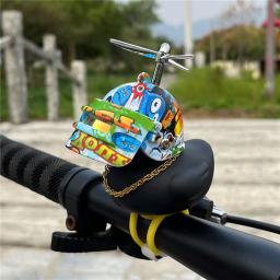 Bicicleta chifres Squeeze Toy para crianças, enfeites de carro, pato preto com alças, capacete, cinto elástico de silicone, bicicleta Bell, esporte ao ar livre - Image 2