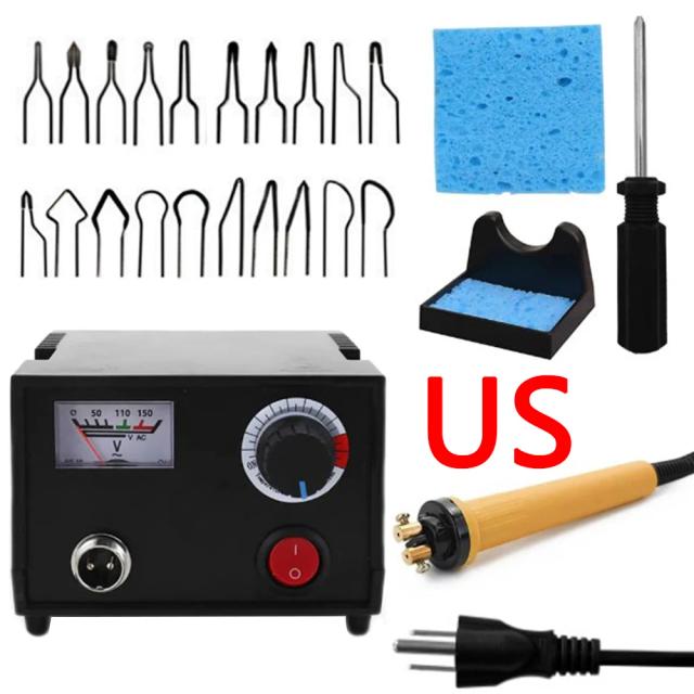 Conjunto de Caneta de Pirógrafo para Queimador de Madeira com 25 Peças, Ferramentas de Pintura a Calor e Gravura com Temperatura Ajustável