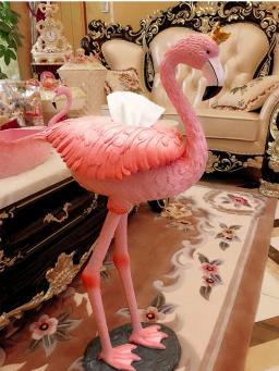 Flamingo resina tecido caixa estátua, ornamento criativo, sala de estar, decoração interior, escultura, casa, WC, artesanato decorativo personalizado - Image 1