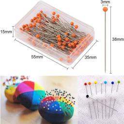 Cabeça Multicolor Pinos De Costura, Bola De Vidro, Pinos Quilting Retos com Cabeças De Pérola, Artesanato DIY, 38mm, 100Pcs por Caixa - Image 2