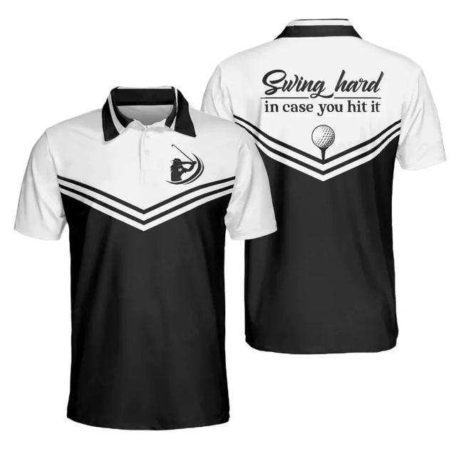Camisa Polo Masculina de Manga Curta para Golfista - Secagem Rápida, Respirável e Resistente a Rugas