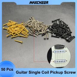 50 pces guitarra única bobina pickups altura ajustando parafusos 3x21mm parafuso de cauda plana para captador instalação preto/ouro/cromo - Image 1