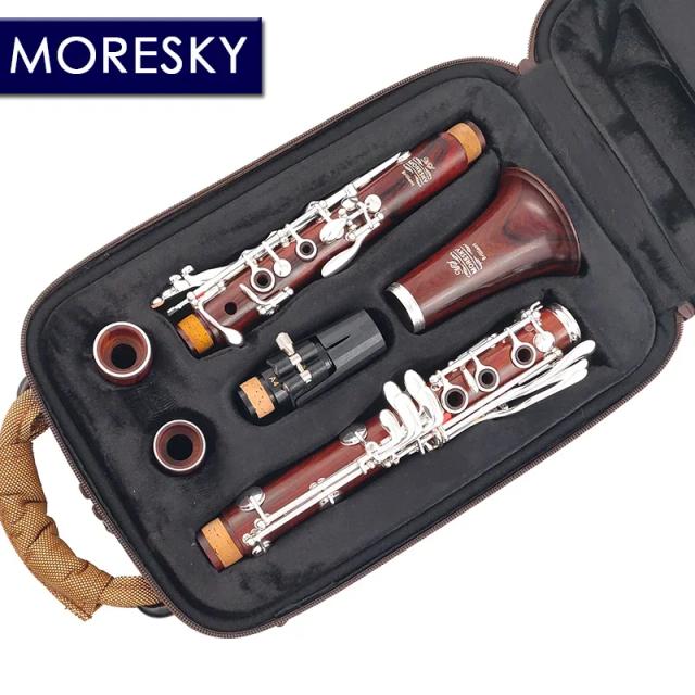 MORESKY Clarinete Profissional Madeira Cocobolo Sib Teclas Banhadas a Prata