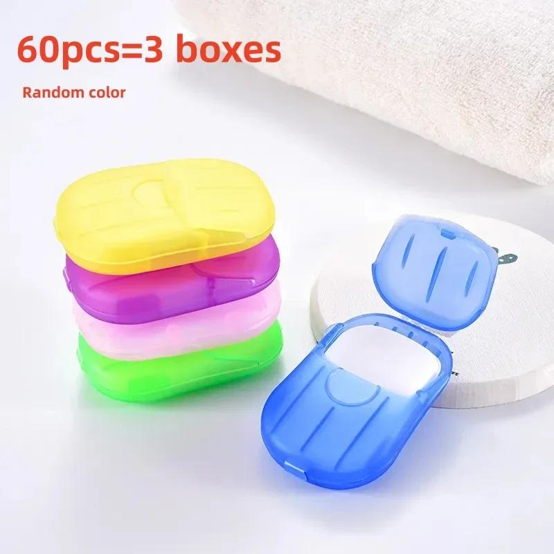 Portátil Banheiro Sabão Fatias, Banho Mão Lavar Fatia Folha, Viagem ao ar livre Perfumado Espuma Soap Paper, Saboneteiras portáteis, 60Pcs - Image 1