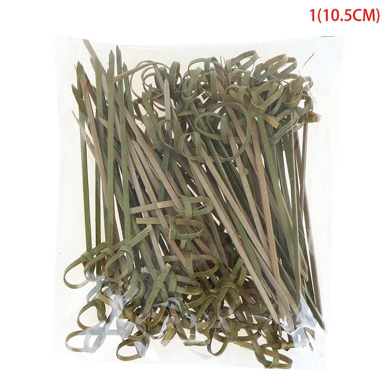 Descartável bambu gravata atada Espetos, torcida termina, cocktail comida, frutas picaretas, garfo varas, buffet, cupcake topper, 100pcs - Image 1