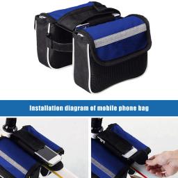 Bolsa para quadro de bicicleta 3 em 1, saco duplo para saddle de mountain bike, capa de celular, acessórios para ciclismo - Image 4