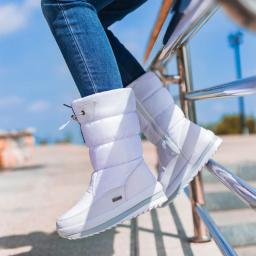 Inverno grosso botas de neve femininas quentes de pelúcia meados de bezerro botas antiderrapante plataforma à prova dwaterproof água bota de neve casual feminino sapatos brancos - Image 1