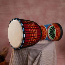 Tambor De Madeira Africano com Logotipo Personalizado, Tambor Djembe Maior, Tambor De Pele De Carneiro Alpino, Cor De Rosto e Pintura, 8 pol - Image 3