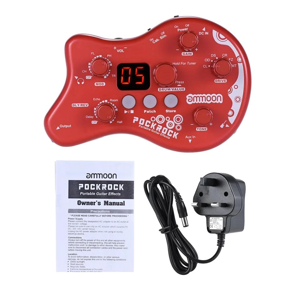 Ammoon-PockRock Pedal de Efeito de Guitarra, Processador Multi-Efeito, 15 Tipos de Efeito 40 Ritmos de Bateria, Adaptador - Image 1