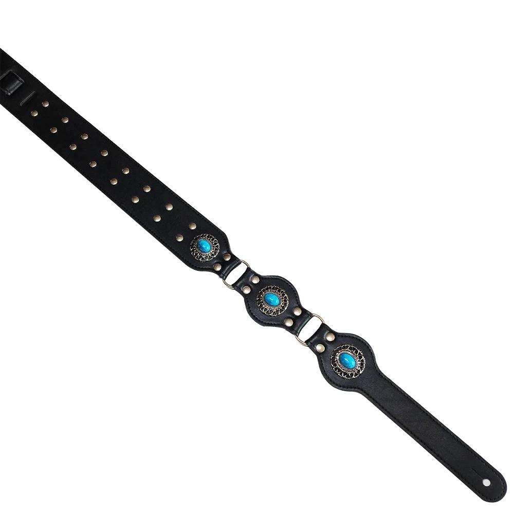 Clássico correia da guitarra de couro almofada macia para guitarra elétrica acústica baixo cinto ombro ajustável instrumento musical acessórios - Image 1