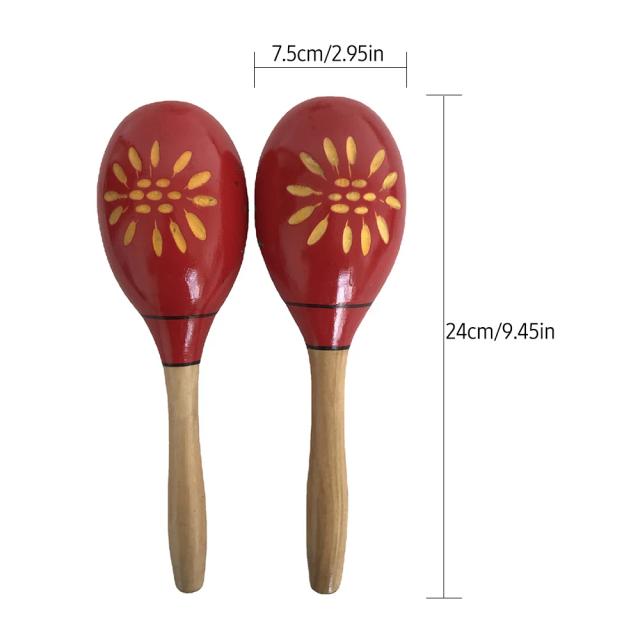 Maracas de Madeira com Areia e Martelo - Instrumento de Percussão para Crianças em Festas e Jogos Musicais