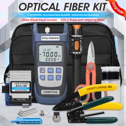 FTTH Fibra Óptica Tool Kit AUA-6S Fibra Cutelo com Fibra Óptica Power Meter e 10mW Visual Fault Locator - Image 1