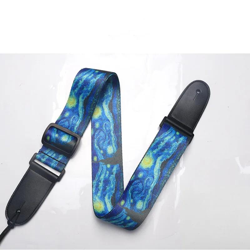 Correia de guitarra impressão ajustável cinto de guitarra de náilon para ukulele baixo elétrico/acústico acessórios de guitarra - Image 1
