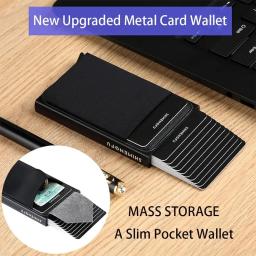 Carteira inteligente RFID para homens e mulheres, porta-cartões, metal, fina, fina, pop-up, minimalista, pequena, bolsa preta - Image 1
