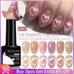 LILYCUTE-Sparking Cat Esmalte em gel magnético, Semi permanente, verniz UV, Top Coat, Glitter Snowlight, 7ml, 2 em 1 - Image 1