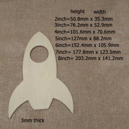 Inacabado Navio Foguete Em Branco Forma De Recorte De Madeira, Corte A Laser, Enfeites De Madeira, Espaço Sideral, Decoração Do Partido, DIY Artesanato Suprimentos - Image 3