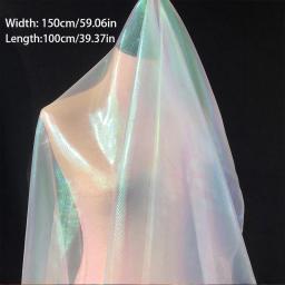 Tecido De Tule A Laser Colorido, Fio De Vidro De Organza, Fio Fluorescente Transparente, Chiffon De Seda, Tecido De Malha De Costura, 150x100cm - Image 6
