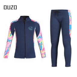 Wetsuit de neoprene para crianças, camisa e calça maiô para meninos e meninas, roupas molhadas 2.5mm, esportes aquáticos, surf, mergulho, caiaque, 2 peças por conjunto - Image 5