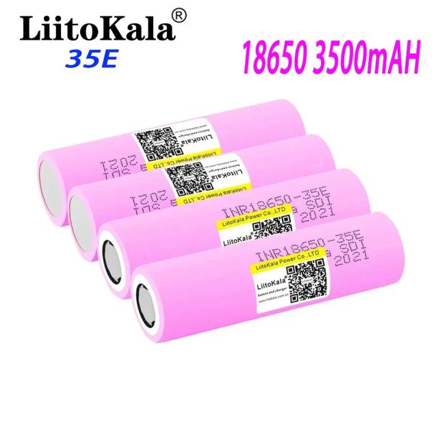 Bateria Li-ion Recarregável LiitoKala, INR18650 35E, 3.7V, 3500mAh, Descarga 20A, Novo, 100% original