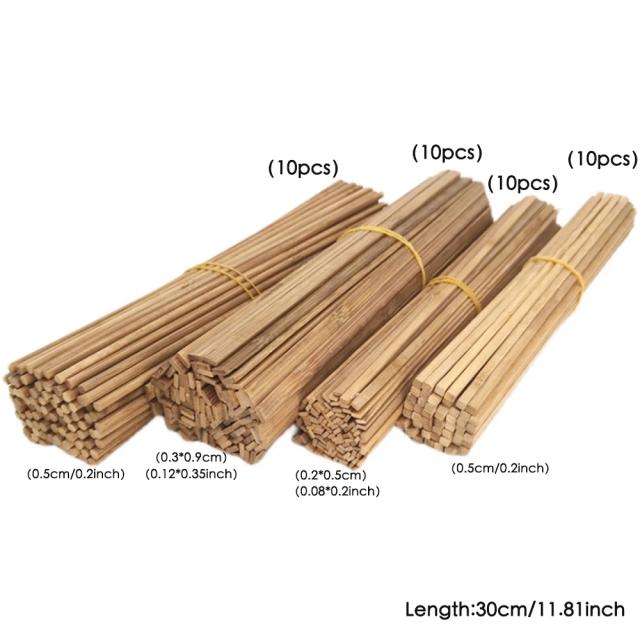 Varas de Bambu e Madeira Multitamanho para Artesanato - Kit de 40 Peças para Modelos de Construção Inacabados