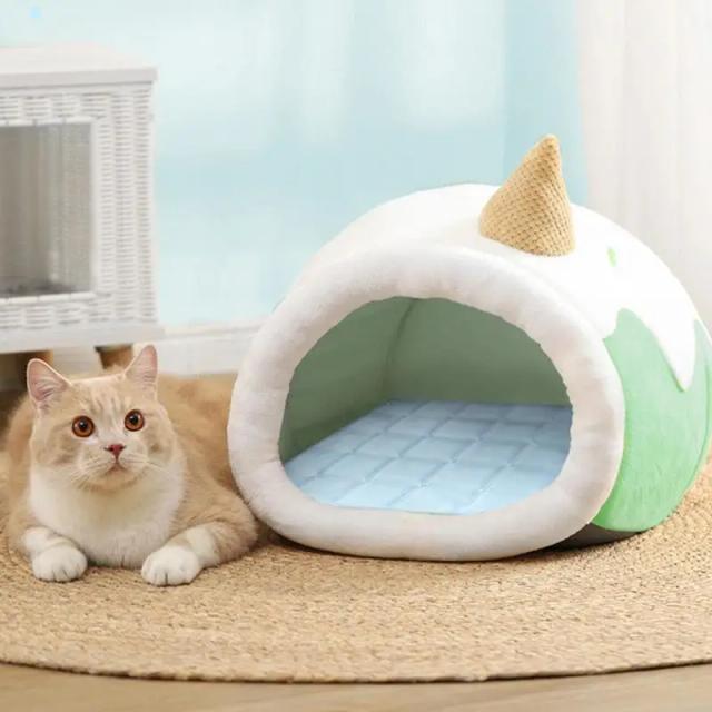 Cobertor Refrescante para Cães em Seda de Gelo, Cama Quadrada Portátil e Lavável na Máquina