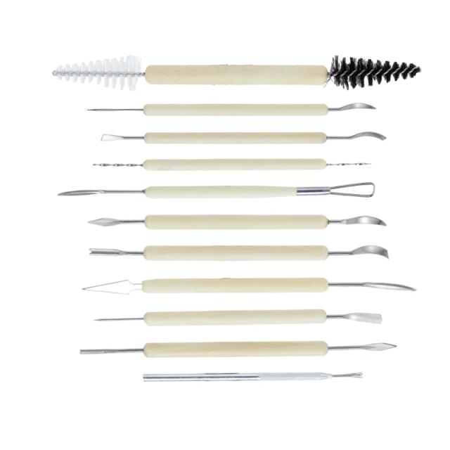 Kit de 11 Ferramentas de Escultura em Argila para DIY: Facas e Acessórios para Cerâmica e Polímero