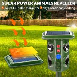 Repelente animal impermeável solar exterior ultrassônico repelente animal com luzes piscando sensor de movimento - Image 2