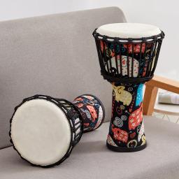 Tambor de mão africano com padrões artísticos coloridos, resina ABS para crianças, instrumento de percussão, corpo tambor africano, 8 in, 4 in - Image 2