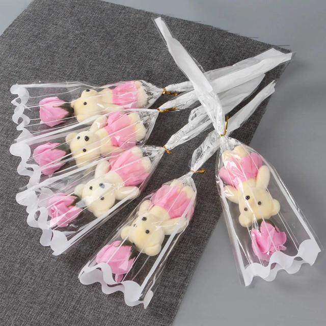 Flores artificiais e urso de sabonete: o presente ideal para o Dia das Mães, aniversários e casamentos, pacote com 5 peças