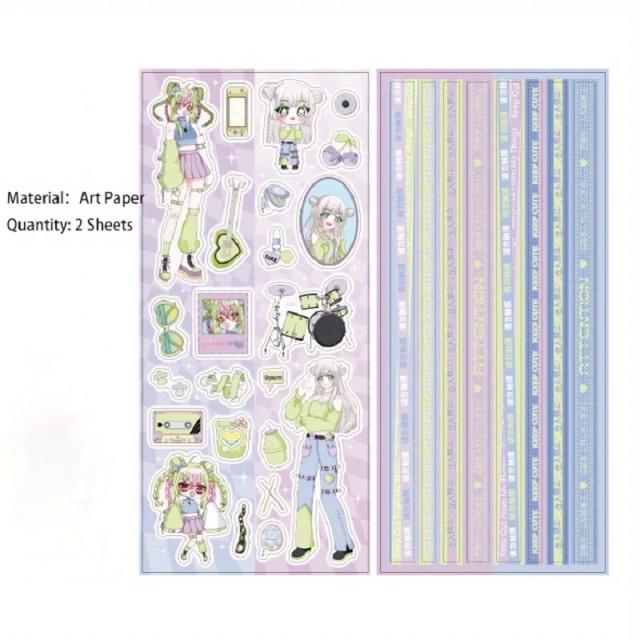 Papel Adesivo para Scrapbooking: 2 Folhas de Arte Fofo para DIY e Journaling