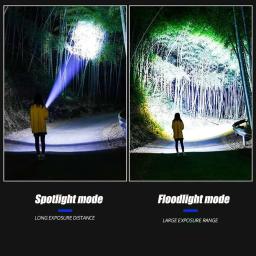 Lanternas Táticas LED com Bateria Embutida, 1000W, Mais Poderosa, Luz de Flash, Projectores de Emergência, 4km, Presentes de Natal, 15000mAh - Image 6