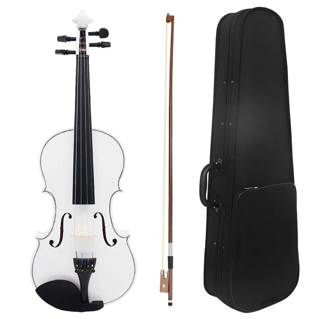 IRIN-violino branco madeira maciça conjunto com estojo de pano e arco, instrumento de cordas profissional, violino para a prática, V-10, 4, 4, 5 - Image 1