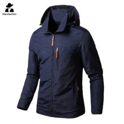 Jaqueta impermeável masculina com capuz, exterior, escalada, camping, blusão, casual, casaco de boxe solto, roupa de trabalho, nova, outono, 2024 - Image 3